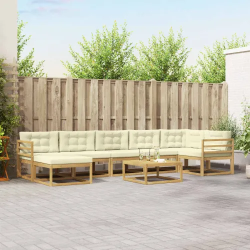 Set vanjskih sofa 8 kom. Bijela i krem - Bijela i krem vodoravne letvice Cijena