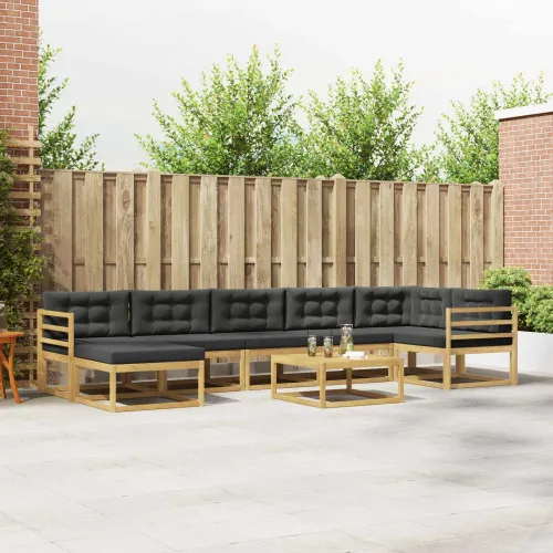 Set vanjskih sofa 8 kom. Bijela i antracit - Bijela i antracit vodoravne letvice Cijena