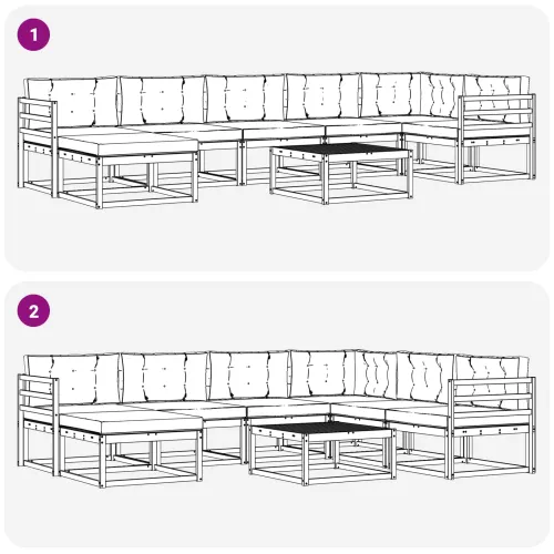 Set vanjskih sofa 8 kom. Bijela i bež - Bijela i bež vodoravne letvice Cijena