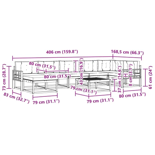 Set vanjskih sofa 8 kom. Bijela i bež - Bijela i bež Mreža Cijena