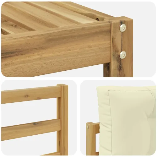 Set vanjskih sofa 8 kom. Bijela i krem - Bijela i krem vodoravne letvice Cijena