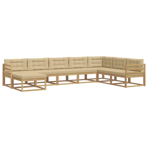 Set vanjskih sofa 8 kom. Bijela i bež - Bijela i bež vodoravne letvice Cijena