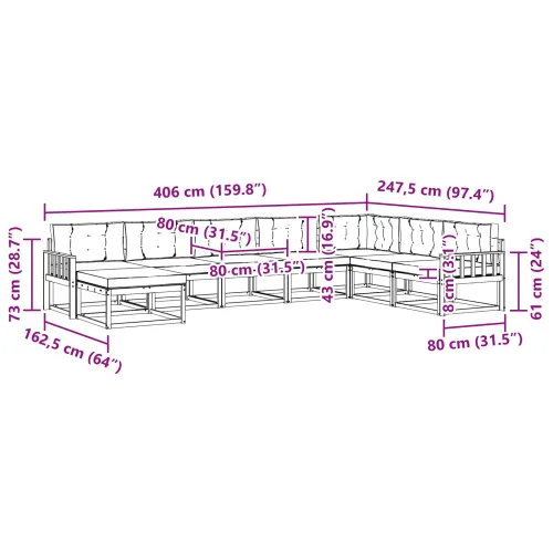 Set vanjskih sofa 8 kom. Bijela i krem - Bijela i krem Okomite letvice Cijena