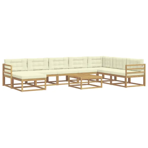 Set vanjskih sofa 9 kom. Bijela i krem - Bijela i krem vodoravne letvice Cijena