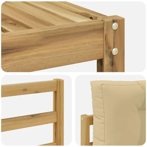 Set vanjskih sofa 9 kom. Bijela i bež - Bijela i bež vodoravne letvice Cijena