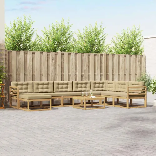 Set vanjskih sofa 9 kom. Bijela i bež - Bijela i bež vodoravne letvice Cijena
