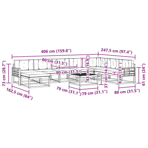 Set vanjskih sofa 9 kom. Bijela i krem - Bijela i krem Mreža Cijena