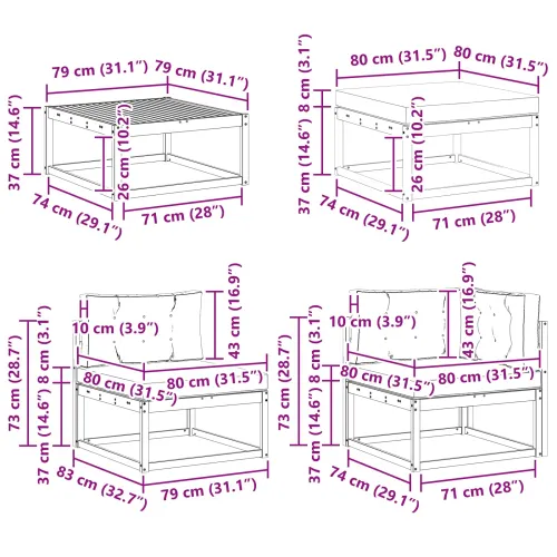 Set vanjskih sofa 9 kom. Bijela i krem - Bijela i krem Nagnuto Cijena