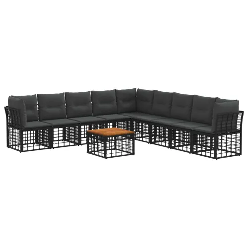 Set vanjskih sofa 10 kom. Crna i tamno siva Poliester - Crna sa stolom Cijena