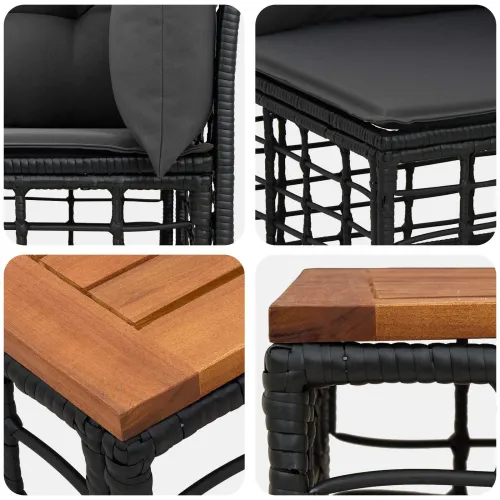 Set vanjskih sofa 10 kom. Crna i tamno siva Poliester - Crna sa stolom Cijena