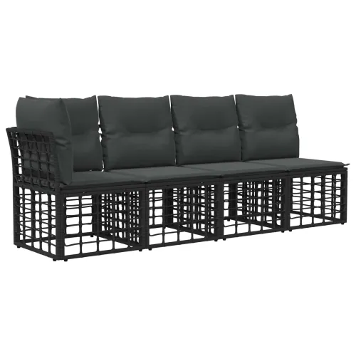 Set vanjskih sofa 9 kom. Crna i tamno siva poliratan - Crna i tamno siva sa stolom Cijena