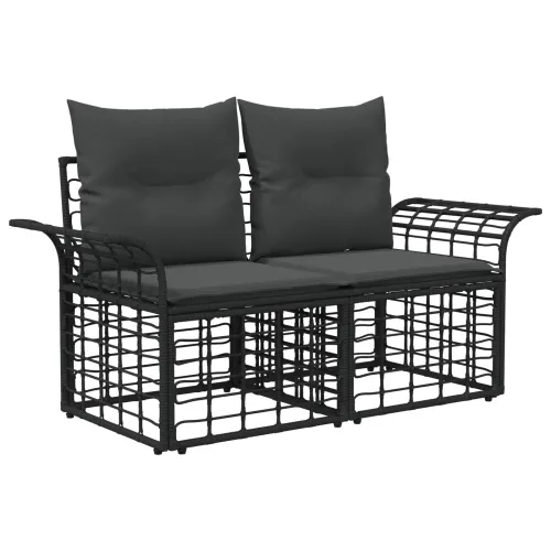 Set vanjskih sofa 9 kom. Crna i tamno siva Poliester - Crna i tamno siva sa stolom Cijena
