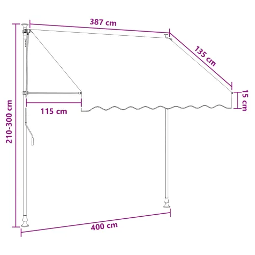 Ručno sklopiva tenda Antracit i bijelo 400 cm - Antracit i bijela 400 cm Bijeli okvir Cijena