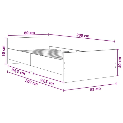 Okvir za krevet Bijela 80 x 200 cm Konstruirano drvo - Bijela 80 x 200 cm Cijena
