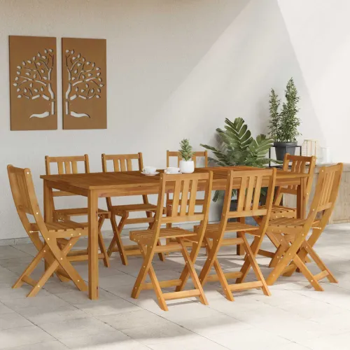 Vanjske bistro stolice 8 kom. Prirodna Čvrsto drvo akacije - 8 Prirodna Cijena