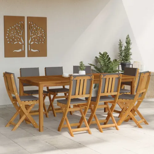 Vanjske bistro stolice 8 kom. Tamnosiva Čvrsto drvo akacije - 8 Prirodna i tamnosiva Cijena