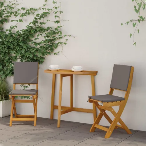 Vanjske bistro stolice 2 kom. Tamnosiva Čvrsto drvo akacije - 2 Prirodna i tamnosiva Cijena