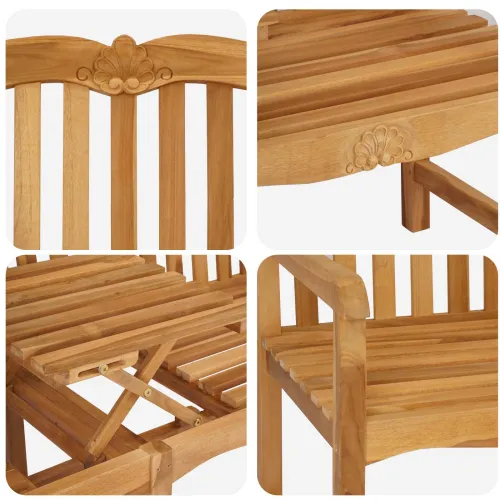 Ručno rezbarena klupa s motivom školjke 155 x 60 x 94 cm - s uzorkom školjke Cijena