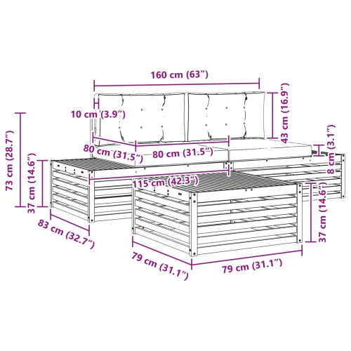 4 kom. Set vanjskih sofa Poliester Bijela - Bijela i bež Cijena