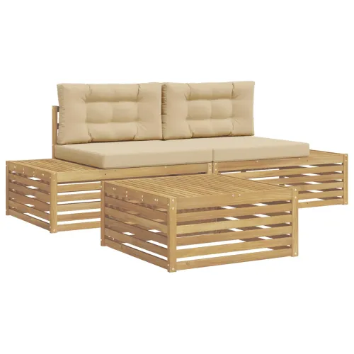 4 kom. Set vanjskih sofa Poliester Bijela - Bijela i bež Cijena