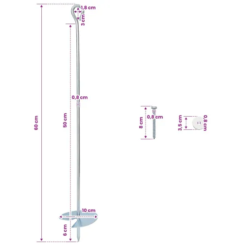 Zemaljska sidra 10 kom. Galvanizirani metal Srebrna - 10 60 cm Cijena
