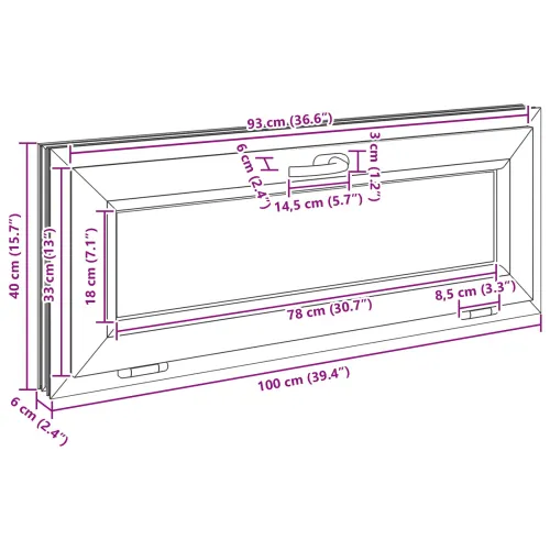 Unutarnja boja prozora u podrumu bijela RISOR 100 x 40 cm - Antracit 100 x 40 cm s trostrukim staklenjem Cijena