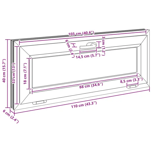 Unutarnja boja prozora u podrumu bijela RISOR 110 x 40 cm - Antracit 110 x 40 cm s trostrukim staklenjem Cijena
