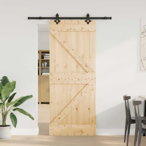 Klizna vrata NARVIK Prirodna i crna 85 x 210 cm (152,5 cm) - 85 x 210 cm (152,5 cm) Trokutasti Cijena