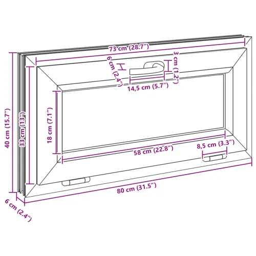Unutarnja boja prozora u podrumu bijela RISOR 80 x 40 cm - Antracit 80 x 40 cm s trostrukim staklenjem Cijena