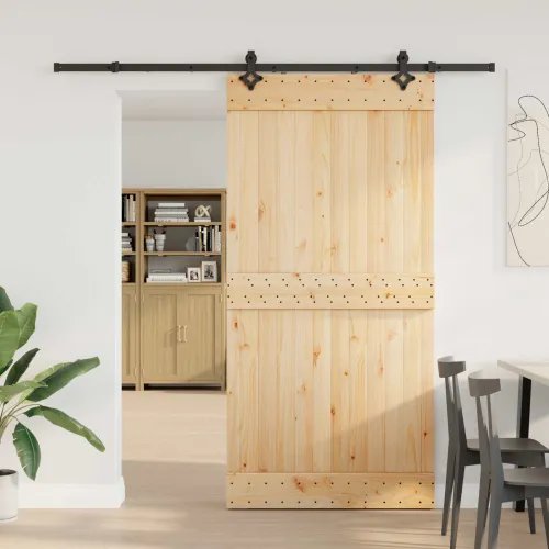 Klizna vrata NARVIK Prirodna i crna 100 x 210 cm (213,5 cm) - 100 x 210 cm (213,5 cm) Gladak dizajn Cijena
