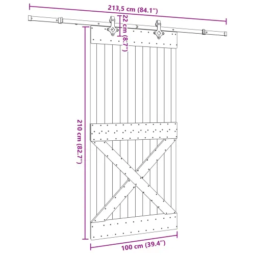 Klizna vrata NARVIK Prirodna i crna 100 x 210 cm (213,5 cm) - 100 x 210 cm (213,5 cm) križni dizajn Cijena
