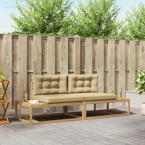 Set vanjskih sofa Poliester Bijela - Bijela i bež Cijena