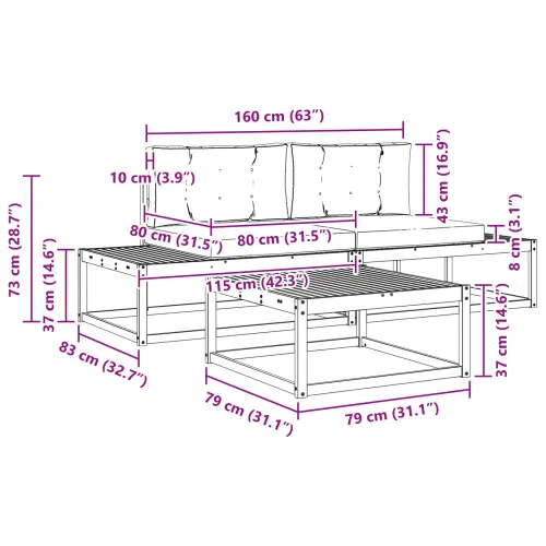 Set vanjskih sofa Poliester Bijela - Bijela i krem Cijena