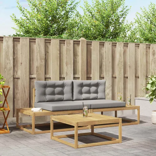 Set vanjskih sofa Poliester Bijela - Bijela i svijetlosiva Cijena