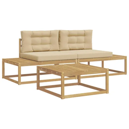 Set vanjskih sofa Poliester Bijela - Bijela i bež Cijena