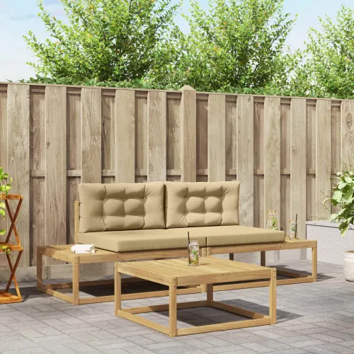 Set vanjskih sofa Poliester Bijela - Bijela i bež Cijena