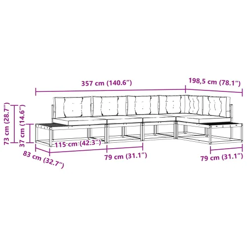 Set vanjskih sofa 6 kom. Bijela i bež Poliester - Bijela i bež Cijena
