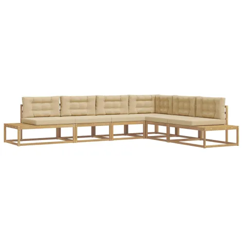 Set vanjskih sofa 6 kom. Bijela i bež Poliester - Bijela i bež Cijena