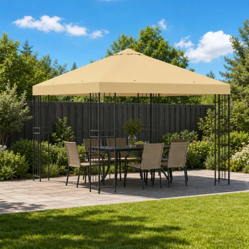Gazebo 3 x 3 m Krem Poliester i čelik 190 gsm - Krem Bez bočnog zida Cijena