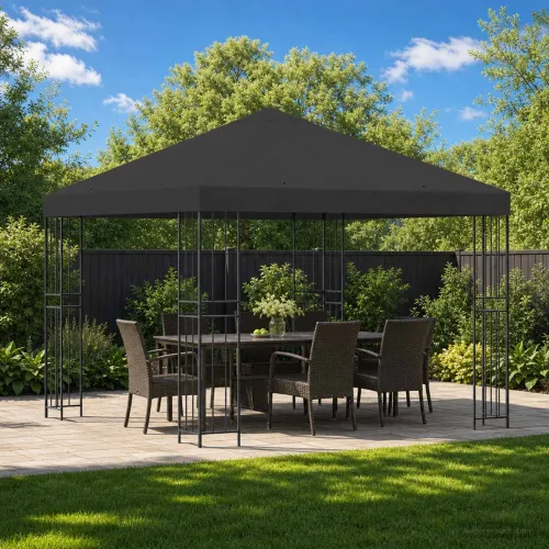 Gazebo 3 x 3 m Antracit Poliester i čelik 190 gsm - Antracit Bez bočnog zida Cijena