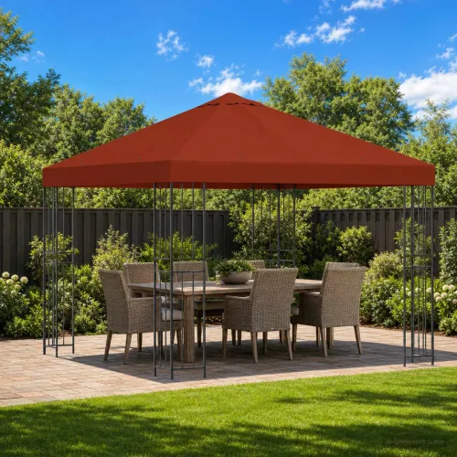 Gazebo 3 x 3 m Terakota Poliester i čelik 190 gsm - Terakota Bez bočnog zida Cijena