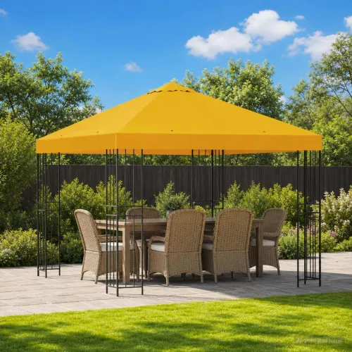 Gazebo 3 x 3 m Žuta Poliester i čelik 190 gsm - Žuta Bez bočnog zida Cijena