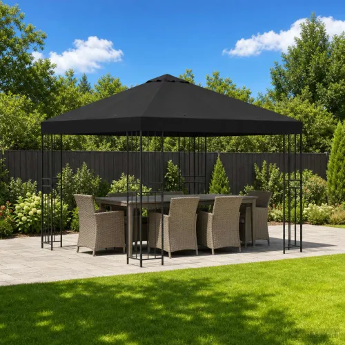 Gazebo 3 x 3 m Crna Poliester i čelik 190 gsm - Crna Bez bočnog zida Cijena