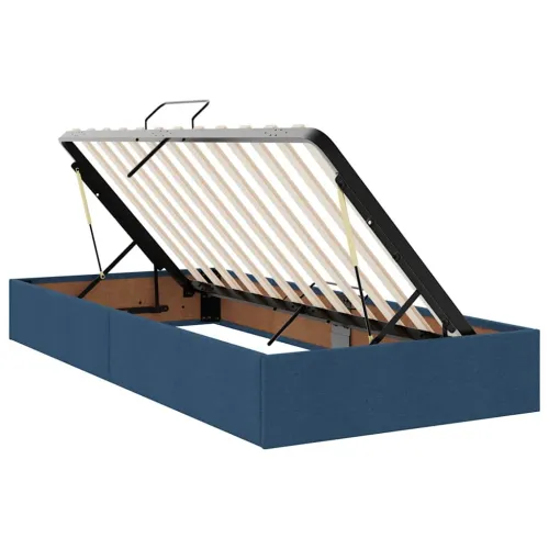 LED krevet za pohranu s madracem Plava 90 x 200 cm Tkanina - Plava 90 x 200 cm Gladak dizajn Cijena
