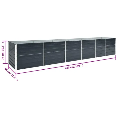 Povišena gredica - Vrtna gredica pocinčani čelik 480x80x77 cm antracit - 480 x 80 x 77 cm Cijena