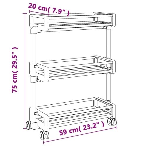 Kolica za pohranu 59 x 20 x 75 cm aluminijska Cijena