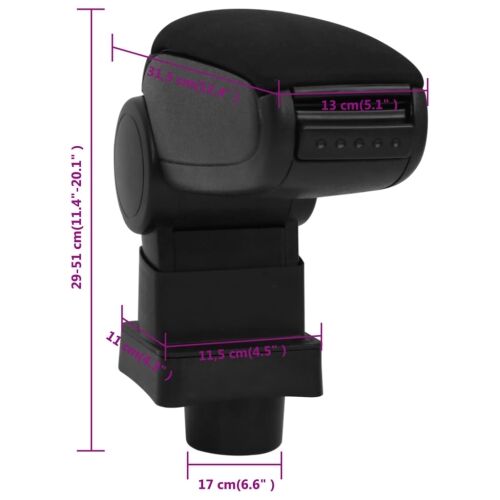 Naslon za ruke za automobil crni 13 x 31,5 x (29 - 51) cm ABS - 1 citroen c-quatre (2009)/citroen c4 Cijena