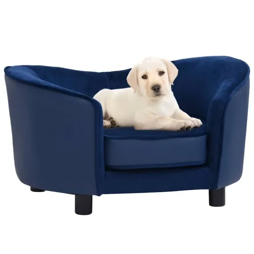 Sofa za pse plava 69 x 49 x 40 cm od pliša i umjetne kože - Plava Cijena
