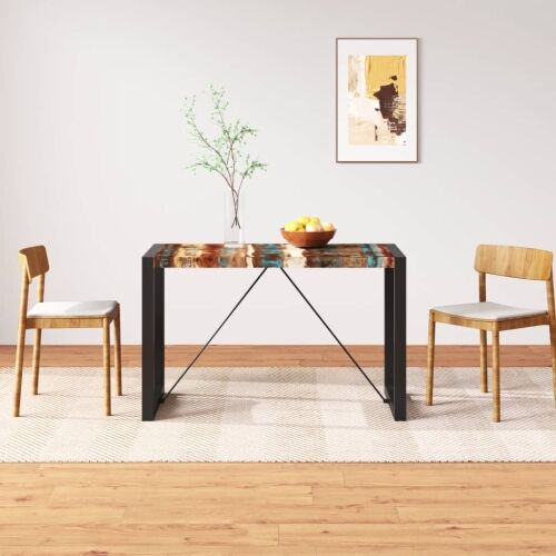 Blagovaonski stol od masivnog obnovljenog drva 120 cm - Crna 120 x 60 x 76 cm 1 masivno obnovljeno drvo Cijena