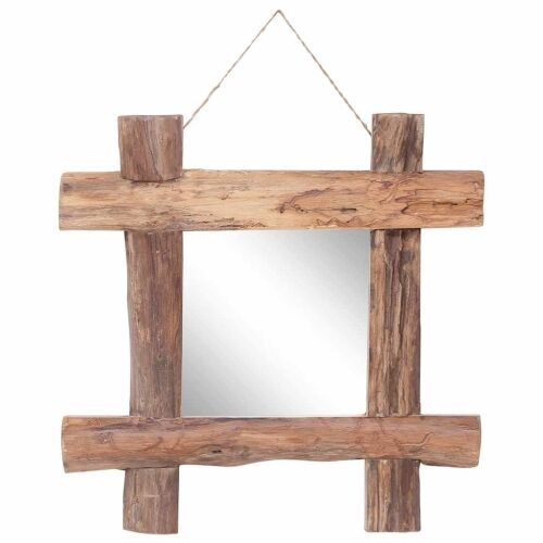 Ogledalo od cjepanica prirodno 50 x 50 cm reciklirana tikovina - Smeđa 50 x 5 x 50 cm 1 Smeđa Cijena